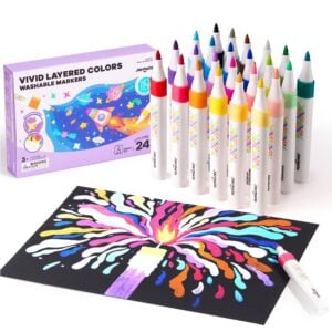 Jar Meló - Fine Tip Washable Markers - 24 Vivid Colours