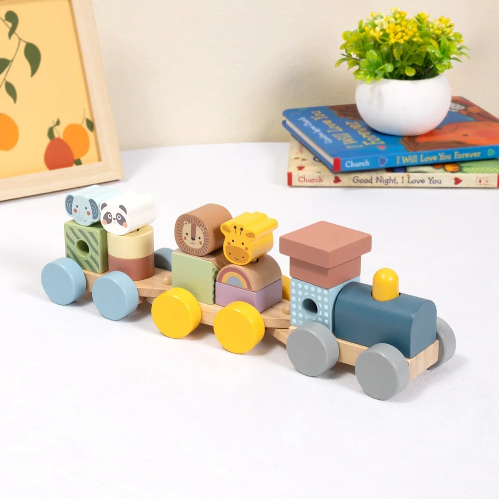 TookyToy - Wooden Stacking Train - Forest Friends - Set of 16 - Image 3