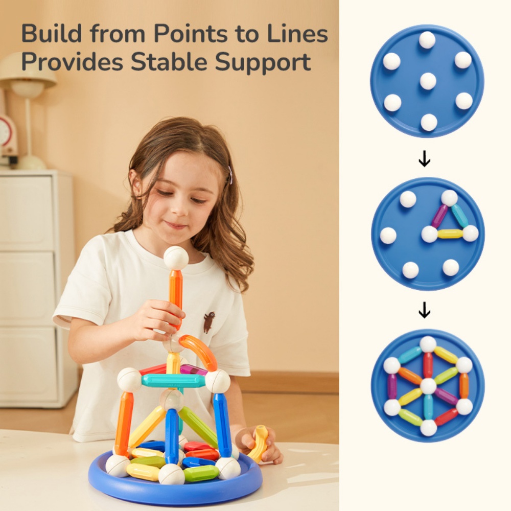 Mideer - Rainbow Magnetic Building Sticks STEM Construction Toy - 60 Pieces - Image 3