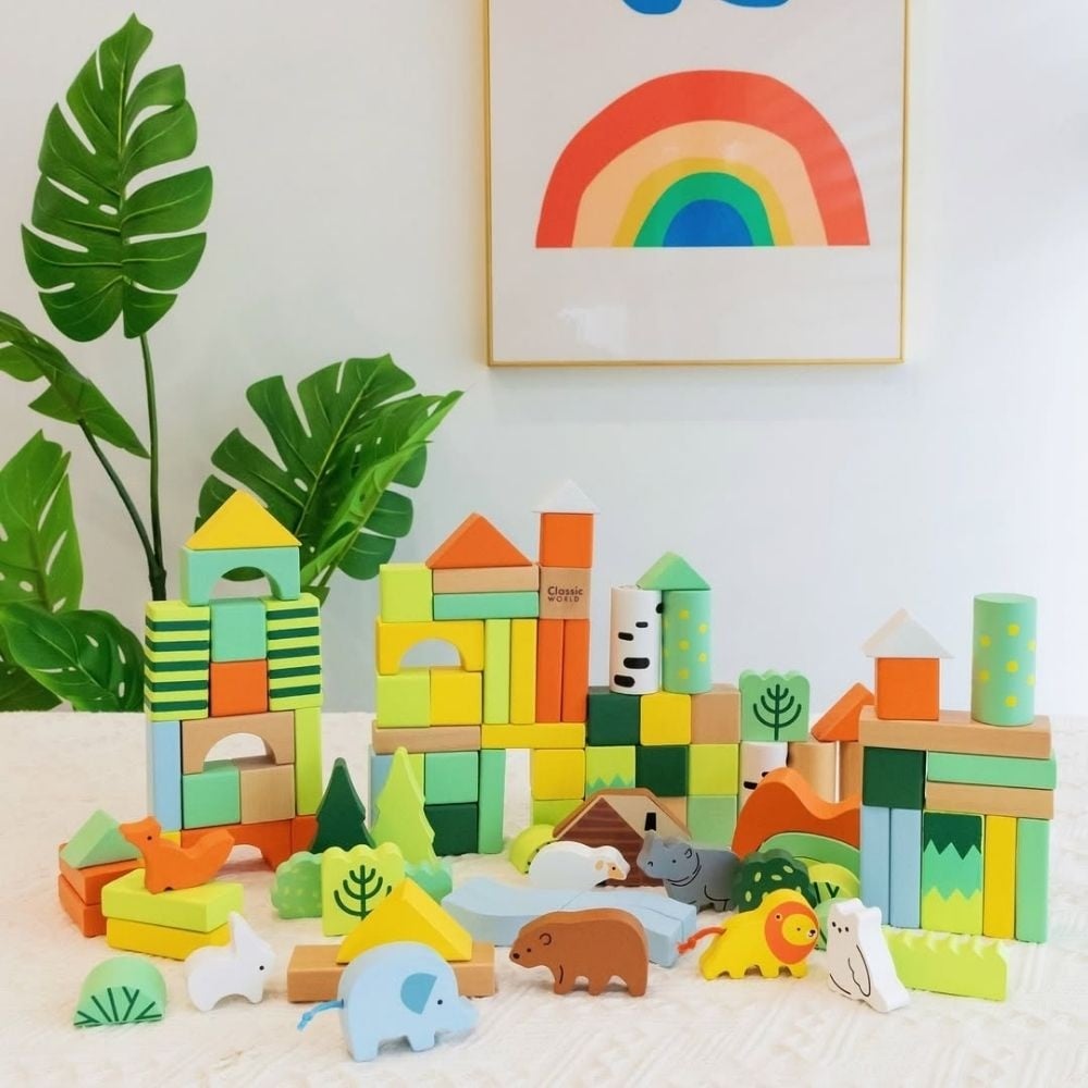 Classic World - Wooden Forest Building Blocks - 100pcs - Image 3