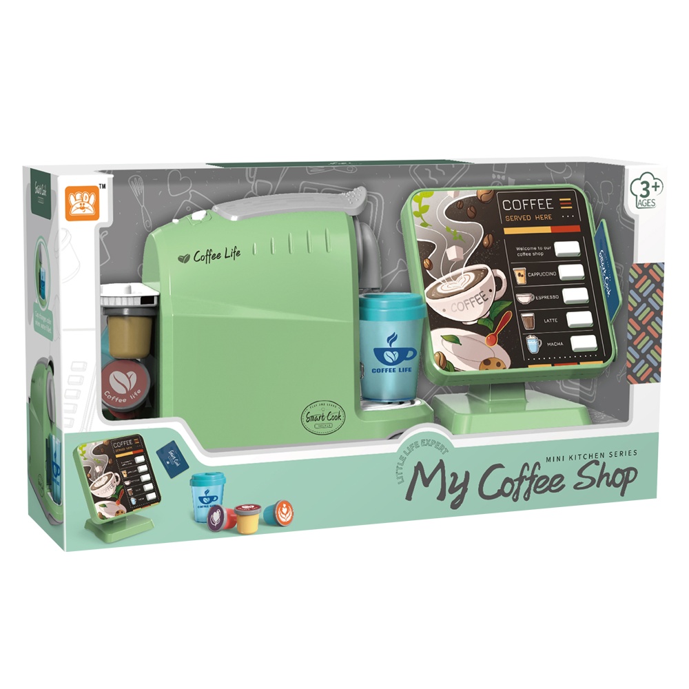 Pretend & Play Coffee Maker & Breakfast Set with Sounds & Colour Changing Cups - Green - Image 5