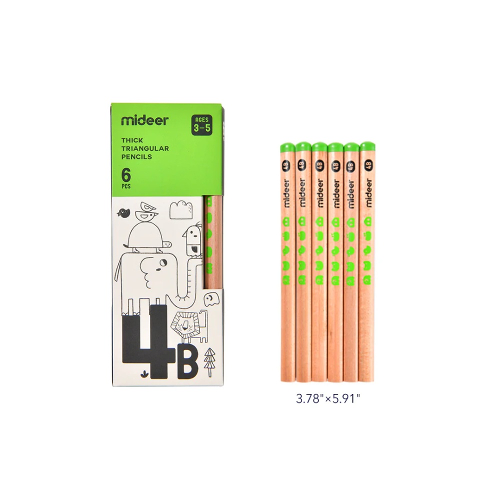 Mideer - Triangular 4B Pencils - 6 Thick Easy Grip Pencils for Early Writing - Image 4