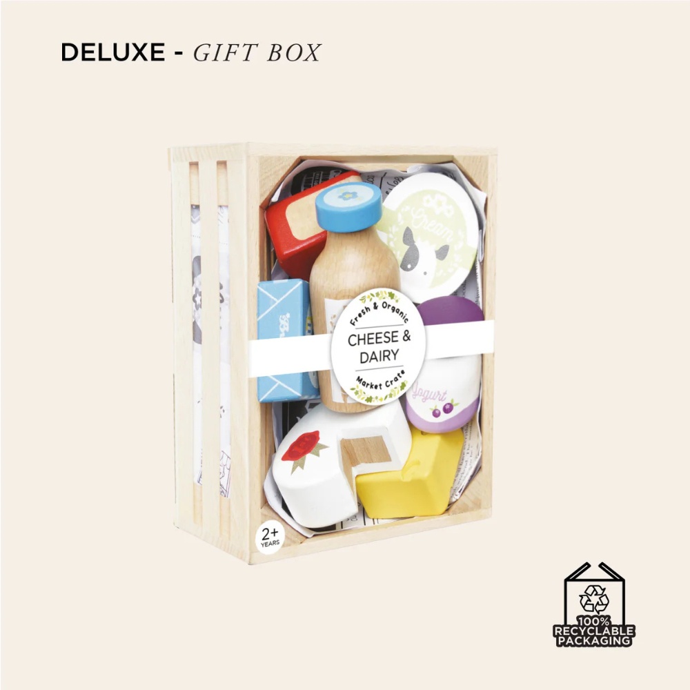Le Toy Van - Wooden Cheese & Dairy Food Crate - 8pcs - Image 6