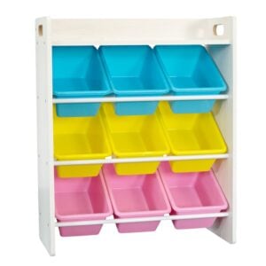 Greenbean - Multi-Coloured Storage Bin Organiser - Wood - 9 Bins