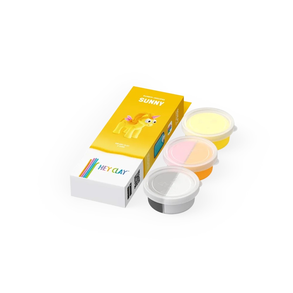 Hey Clay - Modelling Air-Dry Clay with Fun Interactive App - Sunny, Series Rainbow Unicorns, 3 cans - Image 4