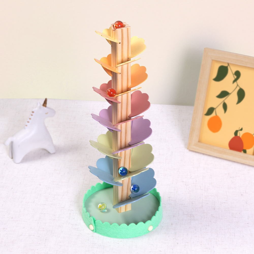 TookyToy - Wooden Ball Track Tree Toy with Spinning Leaves - Image 2