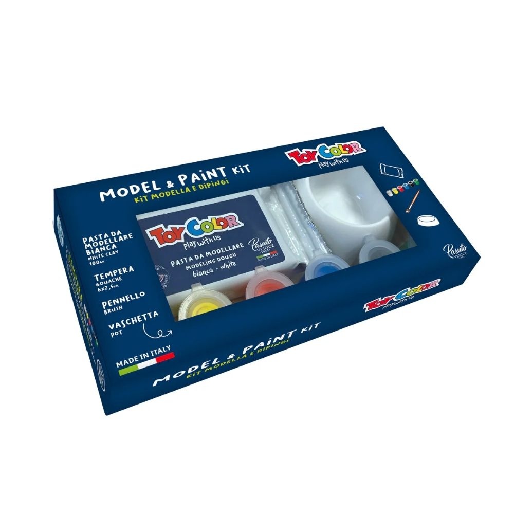 Toy Color - Air Dry Modeling Clay & Paint Creative Gift Set - 100g Clay + 6 Tempera Paints + Brush - Image 2