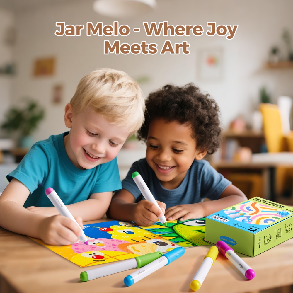 Jar Meló - Washable Markers - Broad Tip, 12 Vibrant Colours for Kids - Image 5