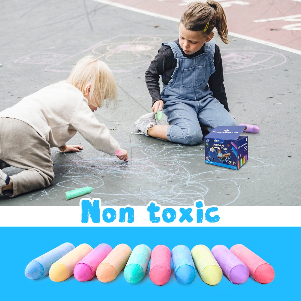 Jar Meló - Sidewalk Chalk - Washable & Non-Toxic - 15 Colours 20pcs - Image 2