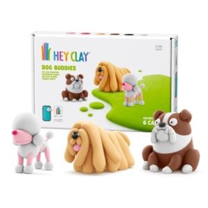 Hey Clay - Modelling Air-Dry Clay with Fun Interactive App - Poodle Poppy, Bulldog Hypno, Komondor Moody, Series Dog Buddies, 6 cans