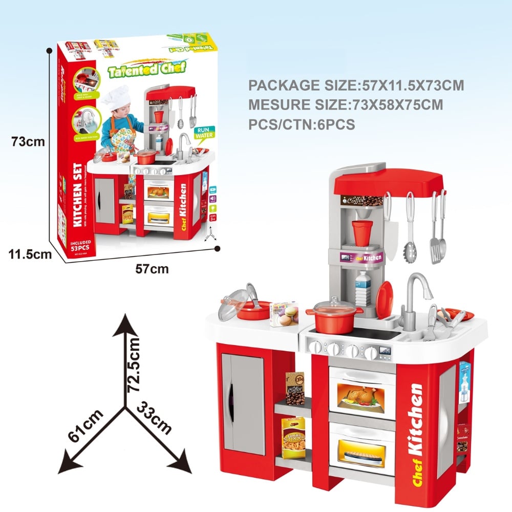Cogo - Pretend & Play Kitchen Set with Light & Sound Effects - Red - 53 Pieces - Image 4