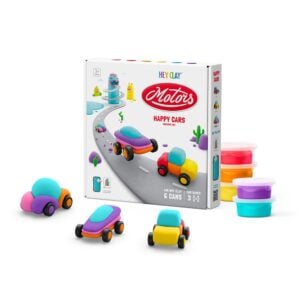 Hey Clay - Modelling Air-Dry Clay with Fun Interactive App - Happy Cars, series Motors, 6 cans-**