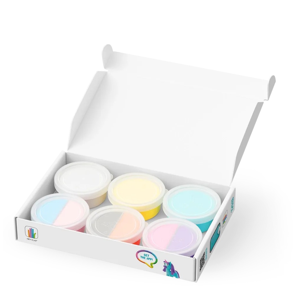 Hey Clay - Modelling Air-Dry Clay with Fun Interactive App - Lighty, Sunny, Rainy, Series Rainbow Unicorns, 6 cans - Image 6