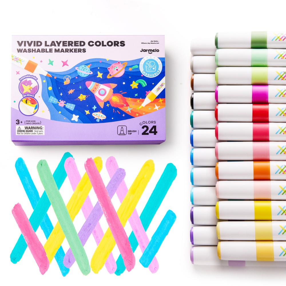 Jar Meló - Fine Tip Washable Markers - 24 Vivid Colours - Image 3