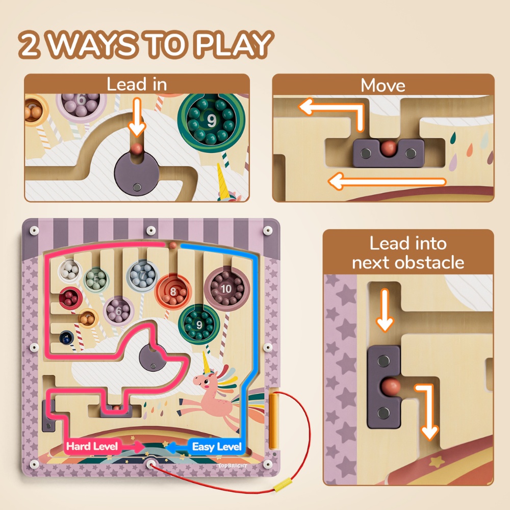 TopBright - Wooden Unicorn Magnetic Maze - Colour Sorting & Matching - Image 4