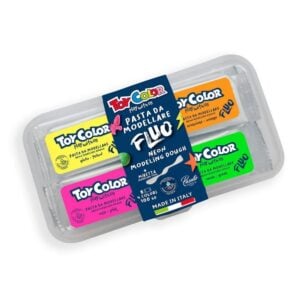 Toy Color - Neon Air Dry Modeling Clay Set - 8 x 100g (4 Colours) with Tool
