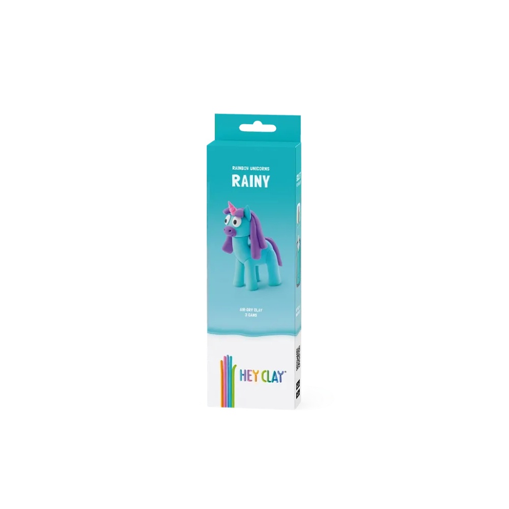 Hey Clay - Modelling Air-Dry Clay with Fun Interactive App - Rainy, Series Rainbow Unicorns, 3 cans - Image 5