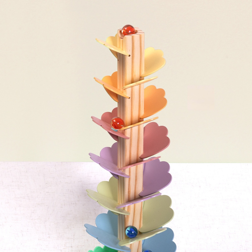 TookyToy - Wooden Ball Track Tree Toy with Spinning Leaves - Image 3