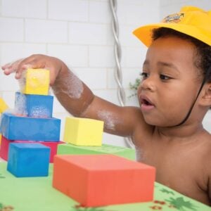 edushape - Floating Foam Blocks Bath Toy - 15 Wet & Stick Pieces with Board