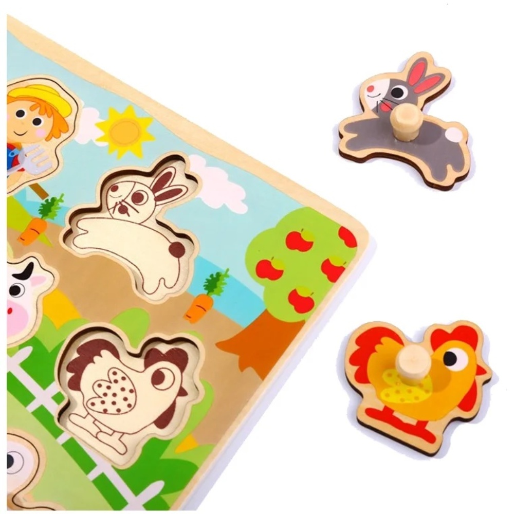 TookyToy - Wooden Peg Puzzle - Farm Animals - Image 3