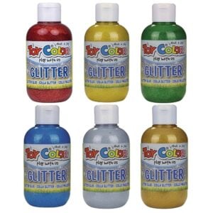 Toy Color - Superwashable Magic Glitter Glue Tempera for Kids - Bulk Pack 6 x 250ml