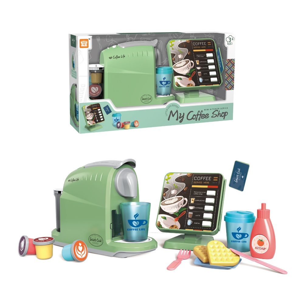 Pretend & Play Coffee Maker & Breakfast Set with Sounds & Colour Changing Cups - Green - Image 4
