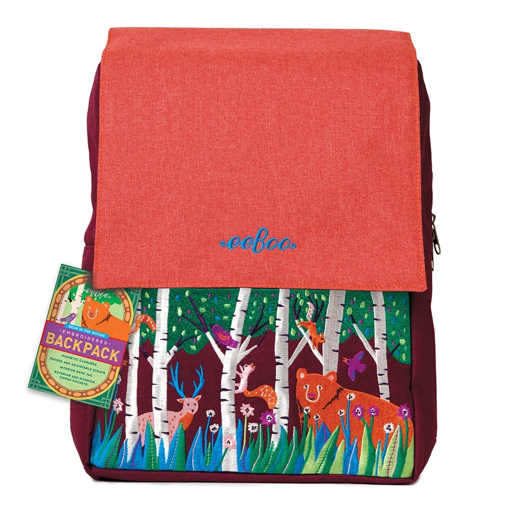eeBoo - Embroidered Backpack for Kids: Bear in the Woods