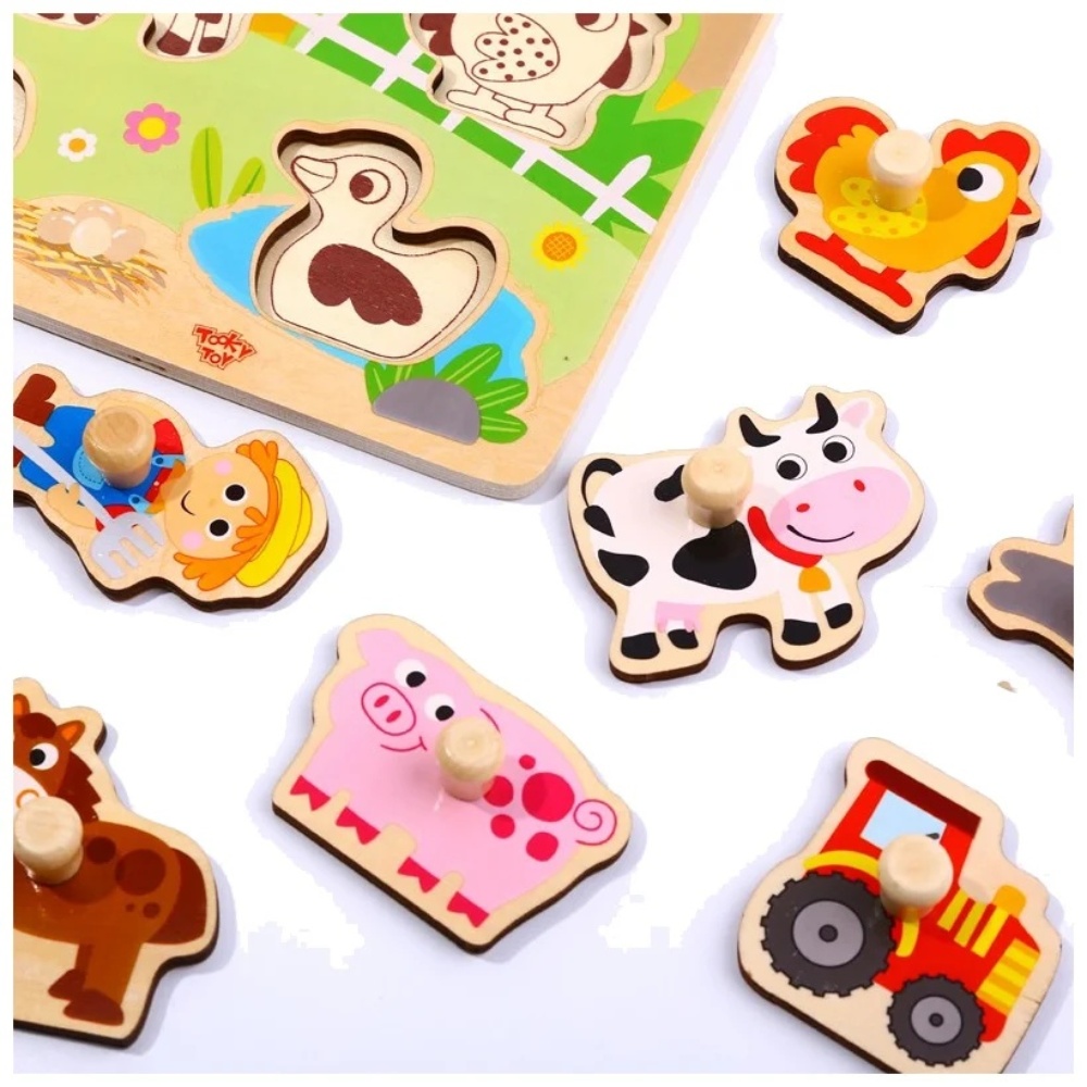 TookyToy - Wooden Peg Puzzle - Farm Animals - Image 4