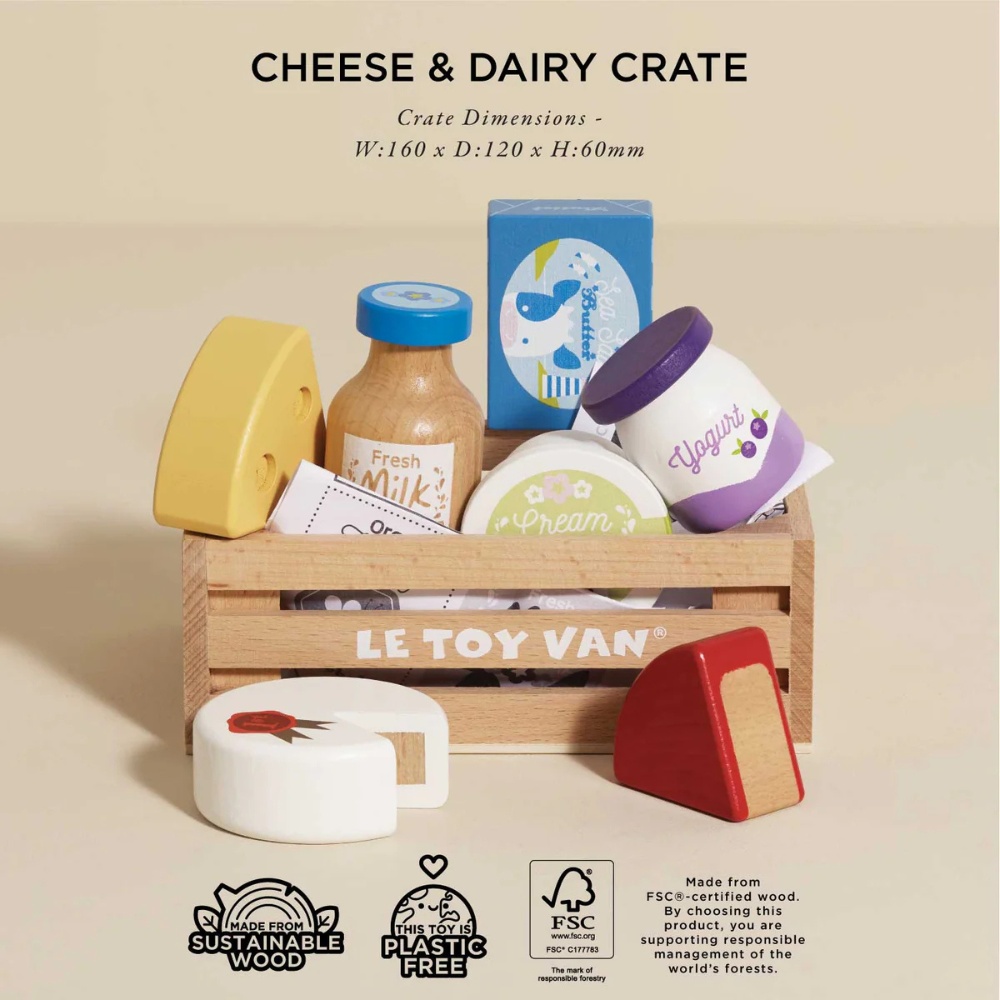 Le Toy Van - Wooden Cheese & Dairy Food Crate - 8pcs - Image 2
