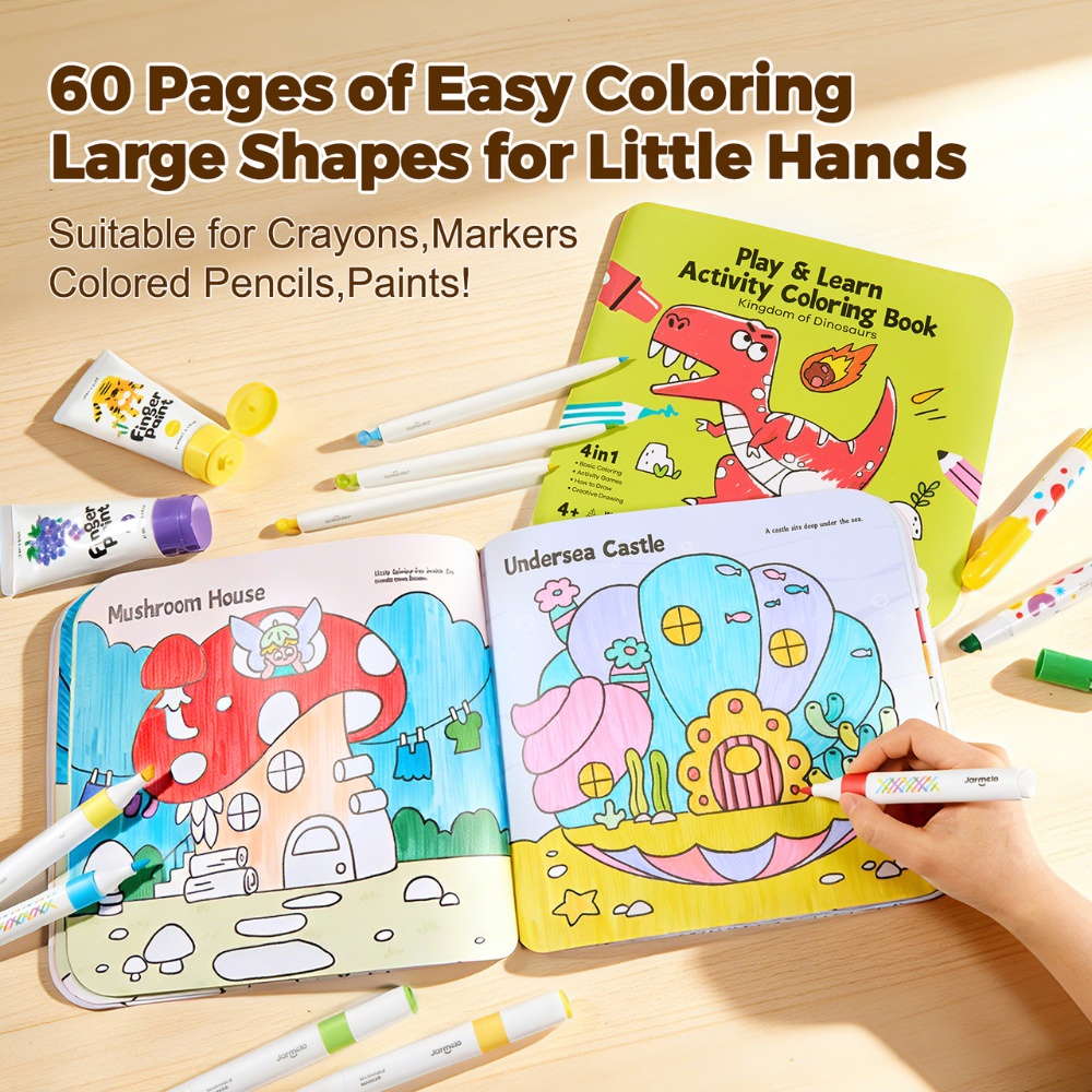 Jar Meló - Play & Learn Colouring Book Set: Dinosaurs & Fairies - 2 Books 60 Pages - Image 4