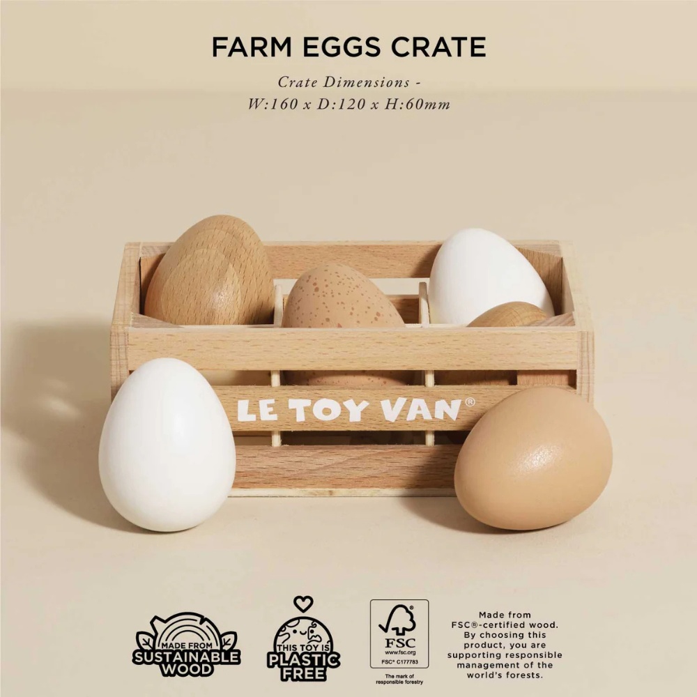 Le Toy Van - Wooden Farm Eggs Food Crate - 7pcs - Image 2