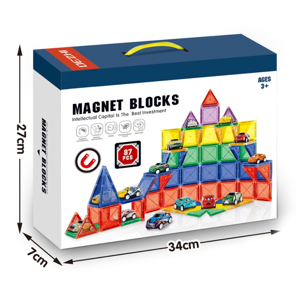 Cogo - Magnetic Tiles with Cars Set - 87 Pieces - Image 4