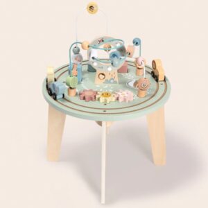 TookyToy - Wooden Activity Table with Bead Maze Shape Sorter