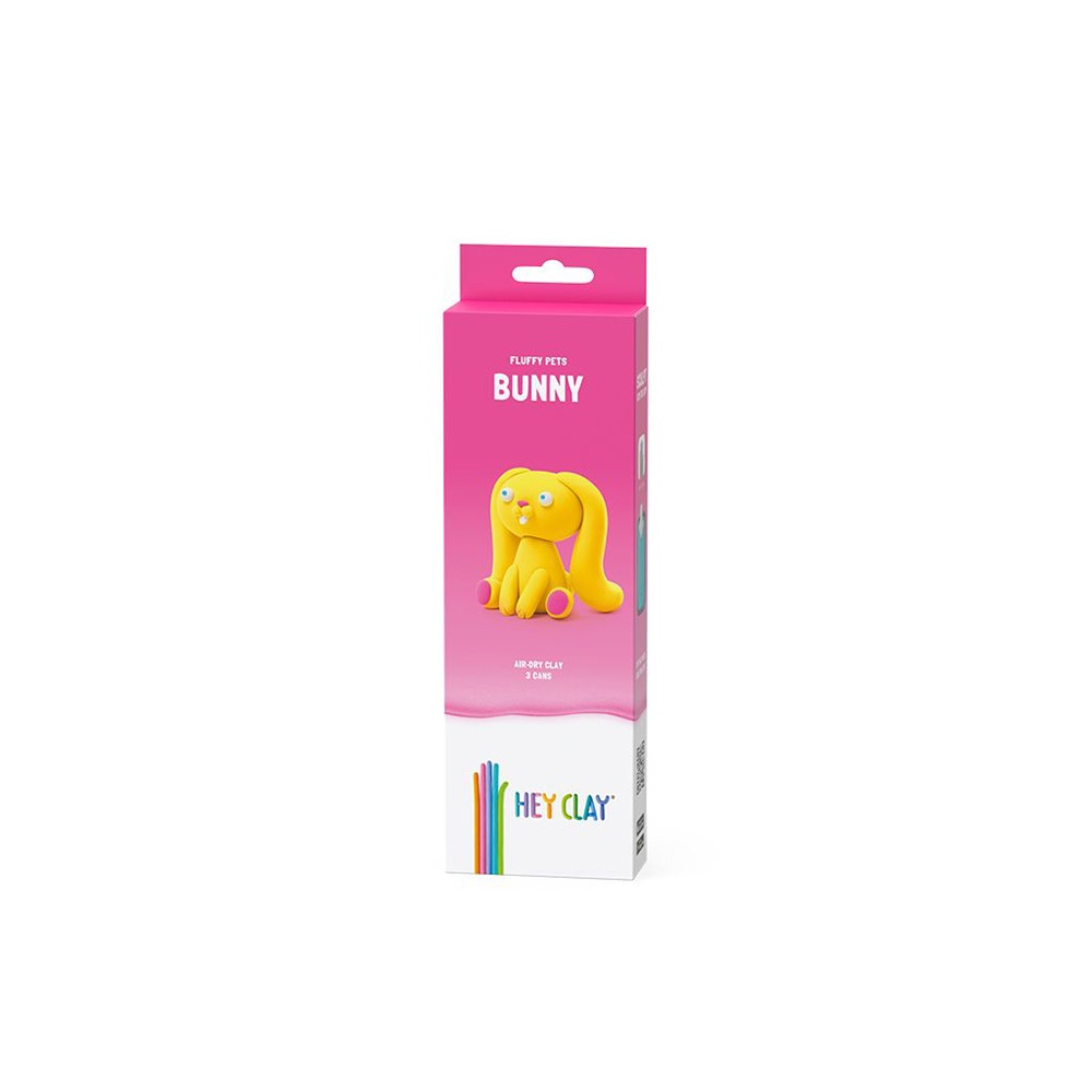 Hey Clay - Modelling Air-Dry Clay with Fun Interactive App - Bunny, series Fluffy Pets, 3 cans - Image 5