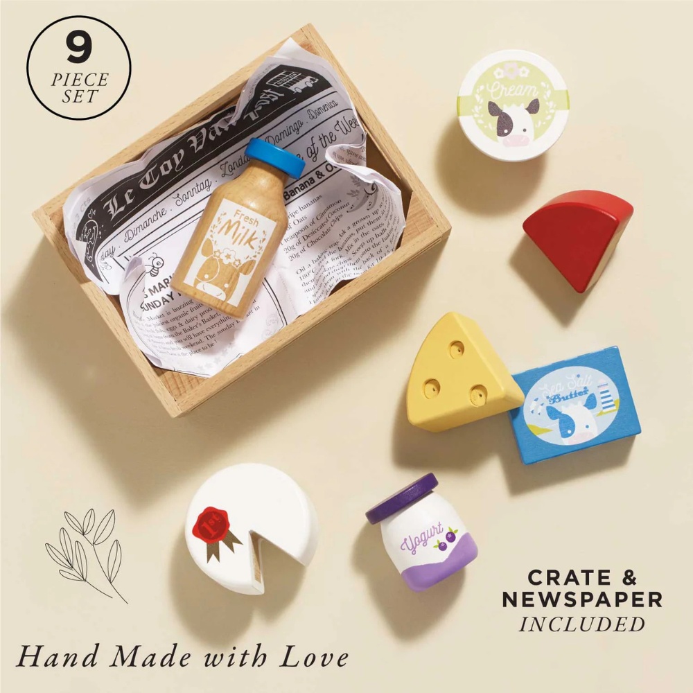 Le Toy Van - Wooden Cheese & Dairy Food Crate - 8pcs - Image 3