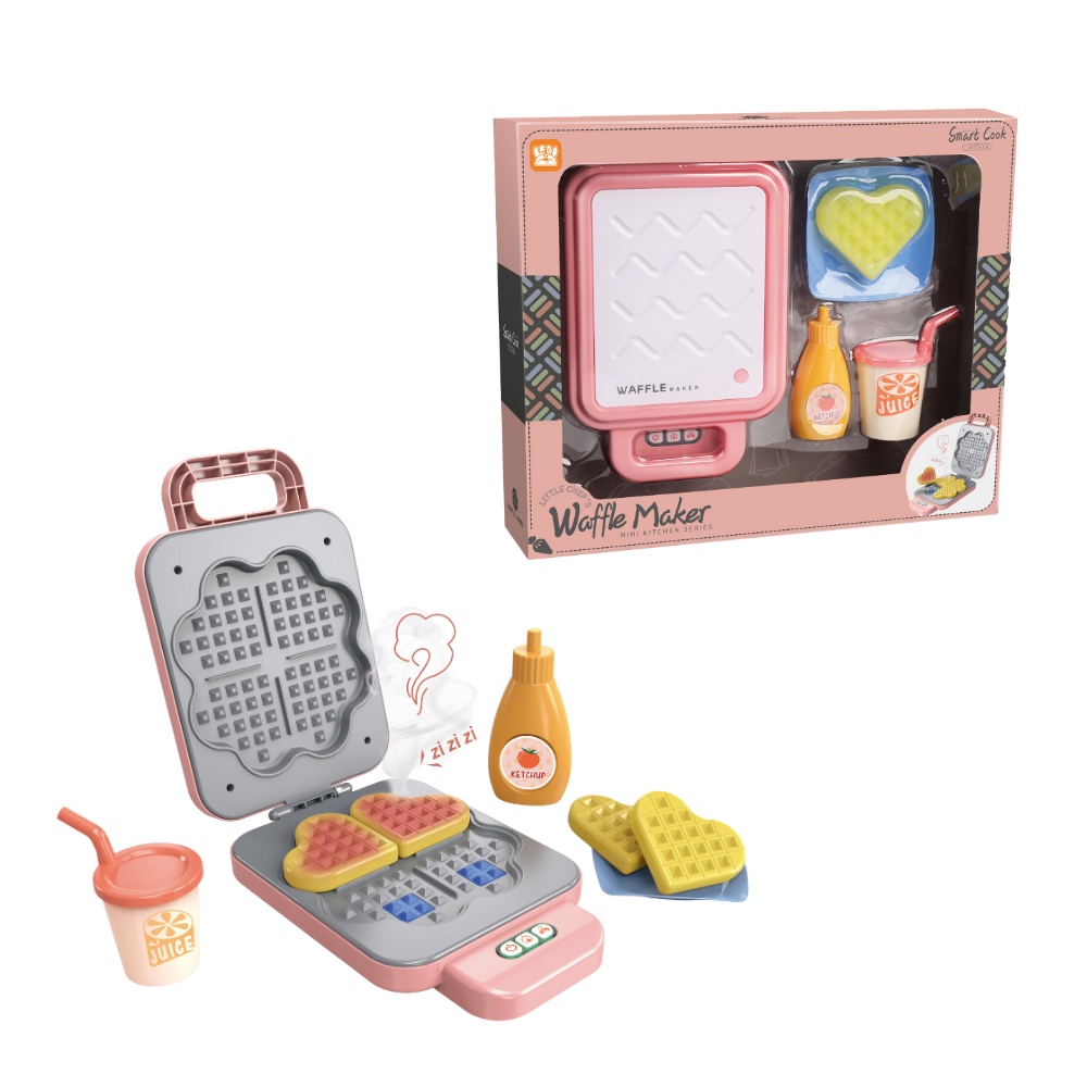 Pretend & Play Waffle Set with Lights, Sound & Colour Changing Food - Pink - Image 3