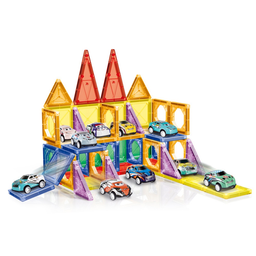 Cogo - Magnetic Tiles with Cars Set - 68 Pieces - Image 3