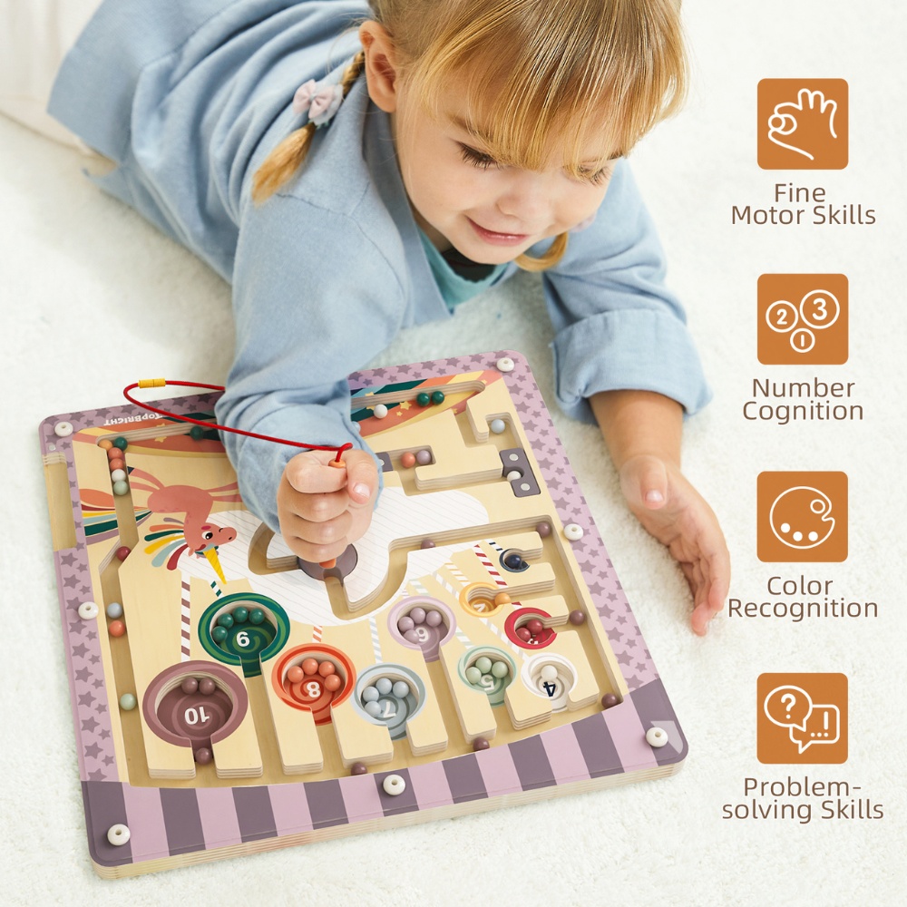 TopBright - Wooden Unicorn Magnetic Maze - Colour Sorting & Matching - Image 3
