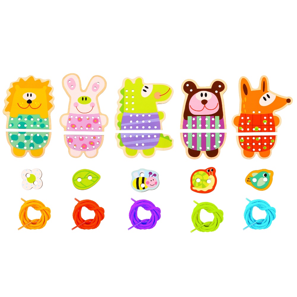 TookyToy - Lacing & Threading Animals: Fine Motor Activity Set - 15pcs - Image 2