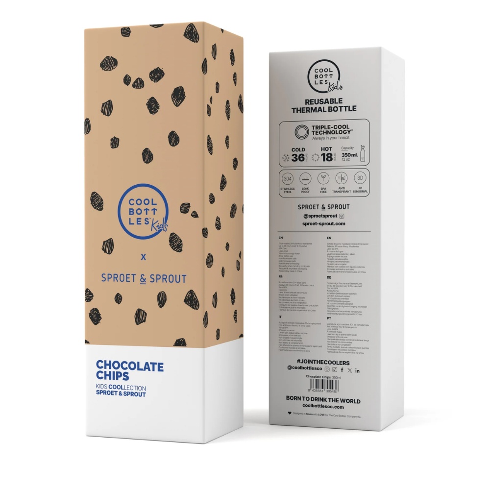Cool Bottles - Kids Triple-Insulated Water Bottle - SPRT & Chocolate Chips 350ml - Image 5