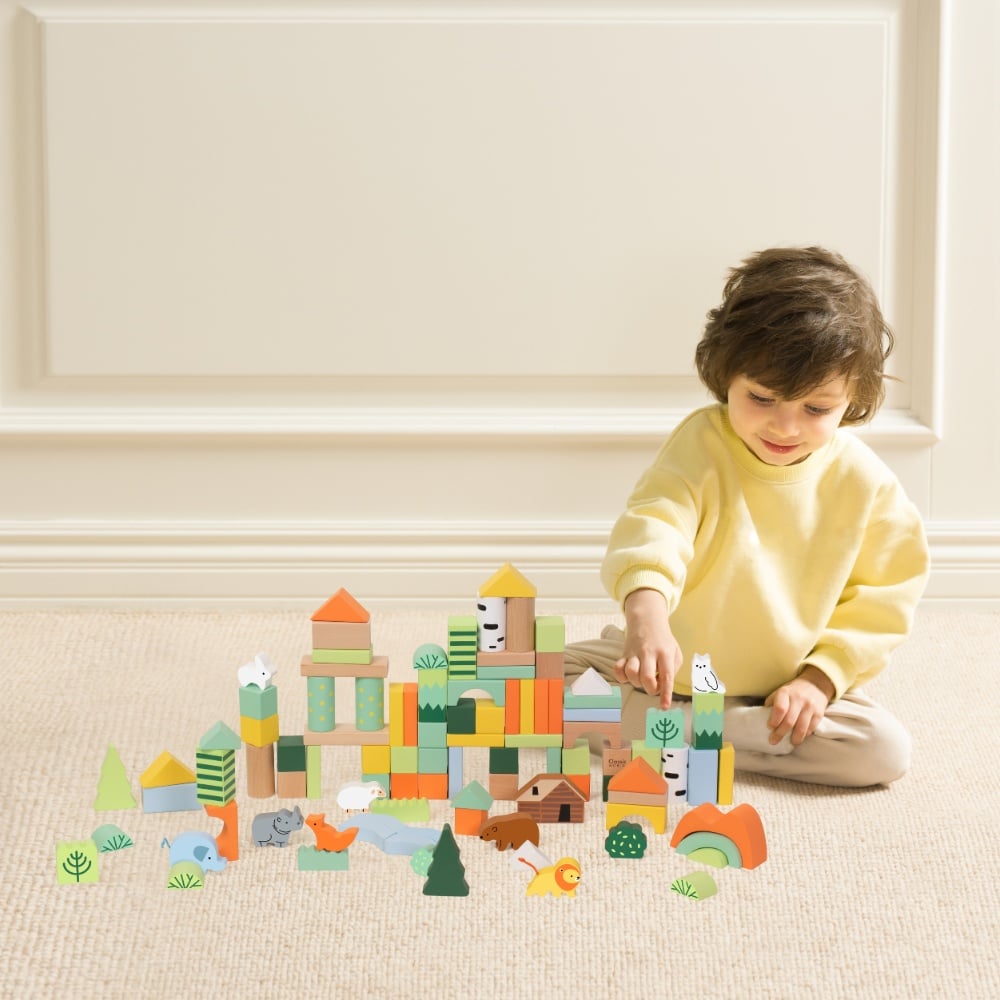 Classic World - Wooden Forest Building Blocks - 100pcs - Image 2
