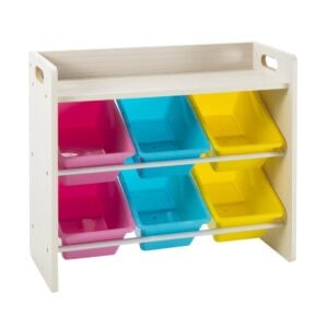 Greenbean - Multi-Coloured Storage Bin Organiser - Wood - 6 Bins