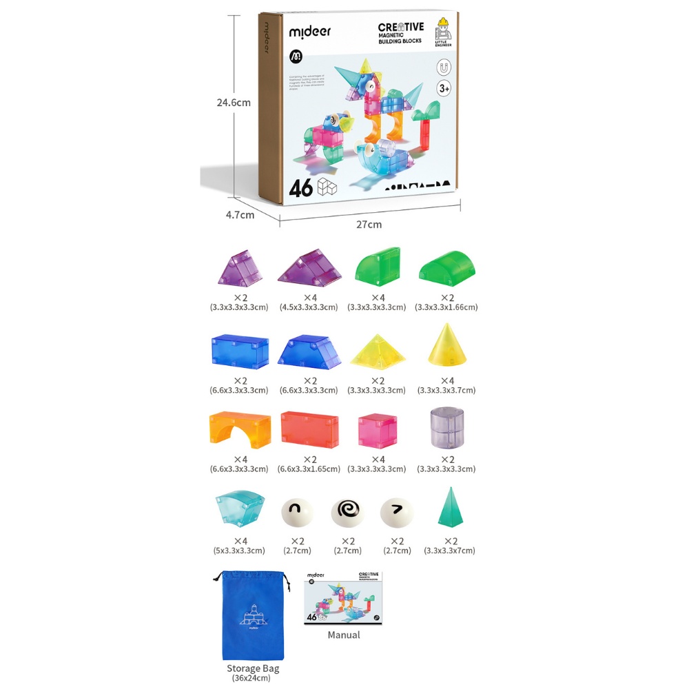 Mideer - Creative Magnetic Building Blocks Set - 46 Pieces - Image 8