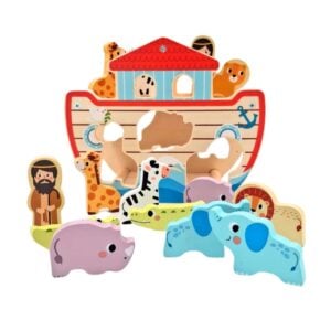 hi Pando - Wooden Noah's Ark Playset with Animal Figures - 15pcs