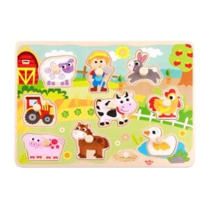 TookyToy - Wooden Peg Puzzle - Farm Animals