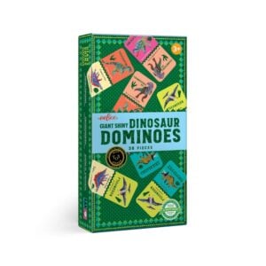 eeBoo - Giant Shiny Dinosaur Dominoes - Educational Game with Holographic Foil