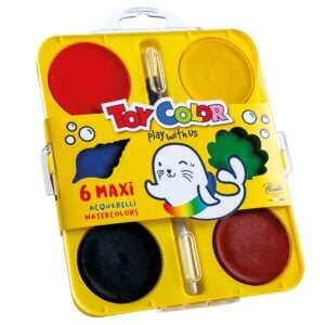 Toy Color - Watercolours Maxi - 6 Giant Colour Tablets with Brush - 55mm Size