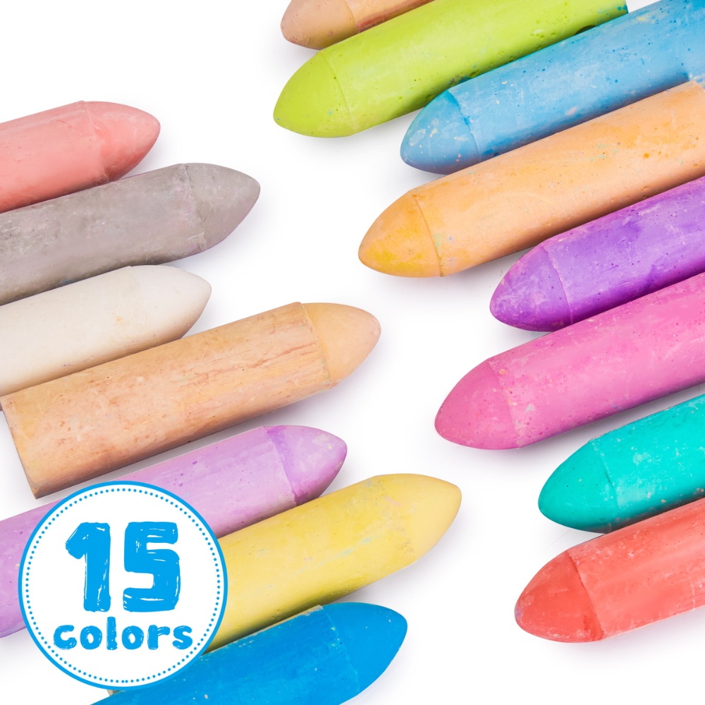 Jar Meló - Sidewalk Chalk - Washable & Non-Toxic - 15 Colours 20pcs - Image 4