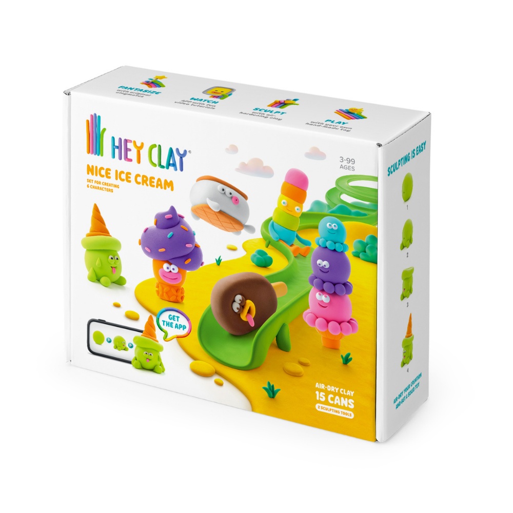 Hey Clay - Modelling Air-Dry Clay with Fun Interactive App - Nice Ice Cream, 15 cans - Image 5