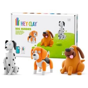 Hey Clay - Modelling Air-Dry Clay with Fun Interactive App - Labrador Nom Nom, Dalmatian Turbo, Beagle Walkie, Series Dog Buddies, 6 cans